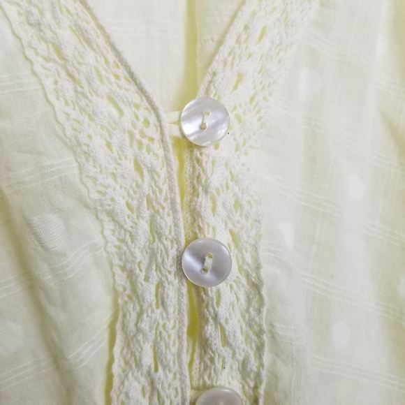 Free People Ballon Sleeve Crop Top Womens Yellow Button V Neck Longsleeve - Picture 6 of 15